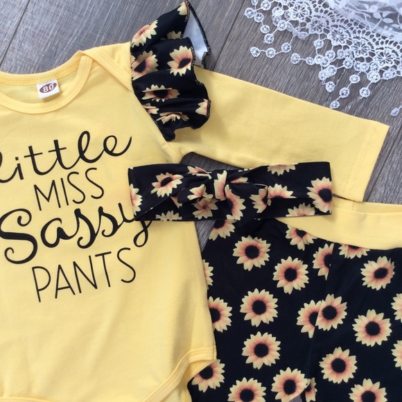 Boutique Baby Girls SASSY PANTS 3pc Outfit - Picture 4 of 4
